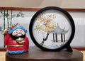 Autumn Pavilion Round Silk Embroidery Table Screen by Luma & Silk