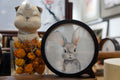 Rabbit Portrait Round Silk Embroidery Table Screen by Luma & Silk
