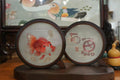 Goldfish Blessing Round Silk Embroidery Table Screen Set by Luma & Silk