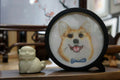 Corgi Portrait Round Silk Embroidery Table Screen by Luma & Silk