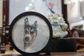 German Shepherd Portrait Round Silk Embroidery Table Screen by Luma & Silk