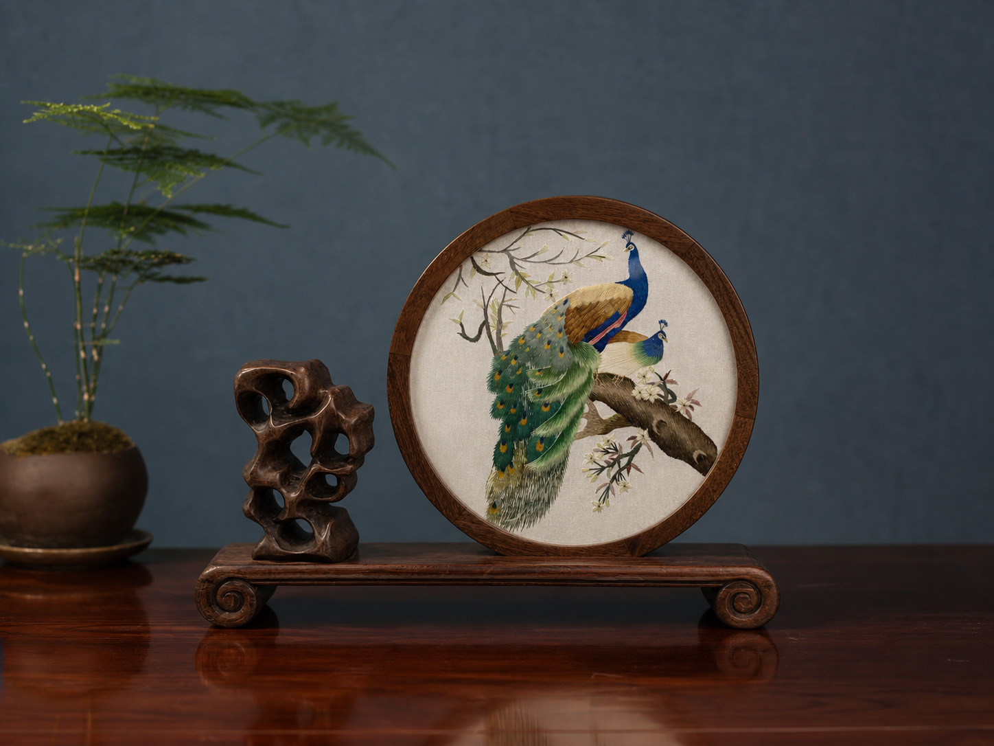Silk embroidery pieces for quiet rooms.